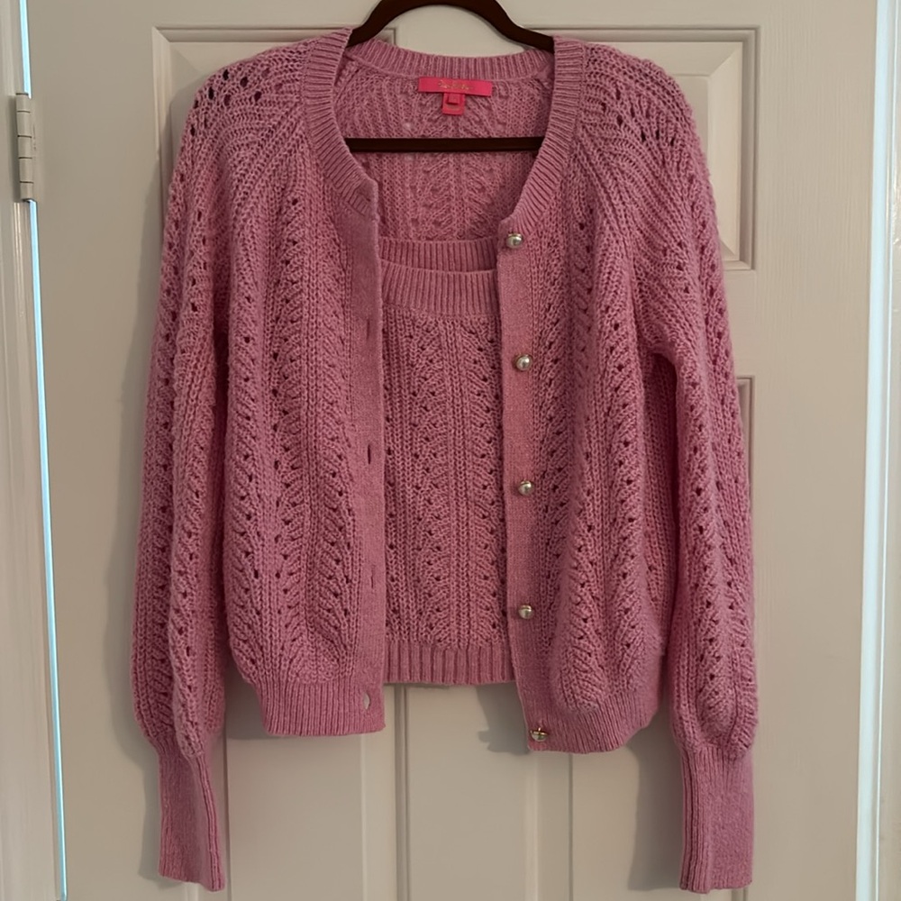 2 piece knit tank and sweater set
